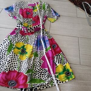 Vintage Split Front Overskirt Dress